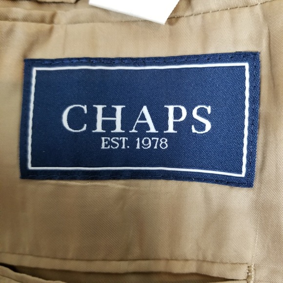 Chaps Ralph Lauren Men Silk Wool Jacket Blazer Beige Printed 42R - Picture 3 of 4